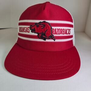 Vintage Arkansas Razorbacks Trucker Hat Mesh Snapback Made USA 70s 80s